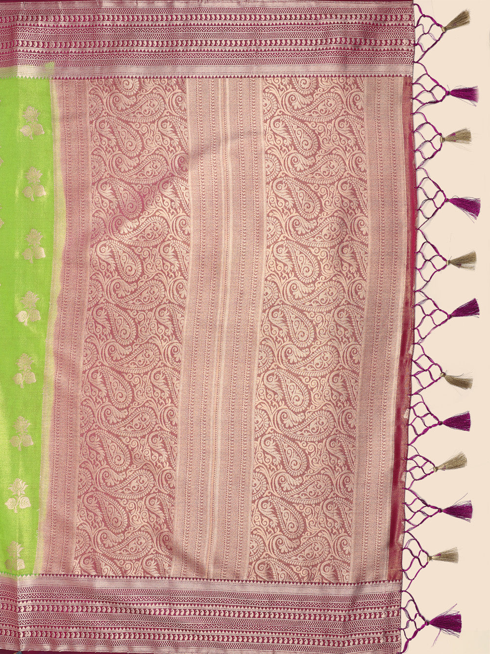 Mimosa Womens Art Silk Saree Kanjivaram Olive Color