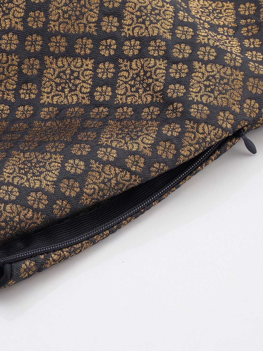 Mimosa Women Grey & Golden Woven Design Readymade Saree Blouse