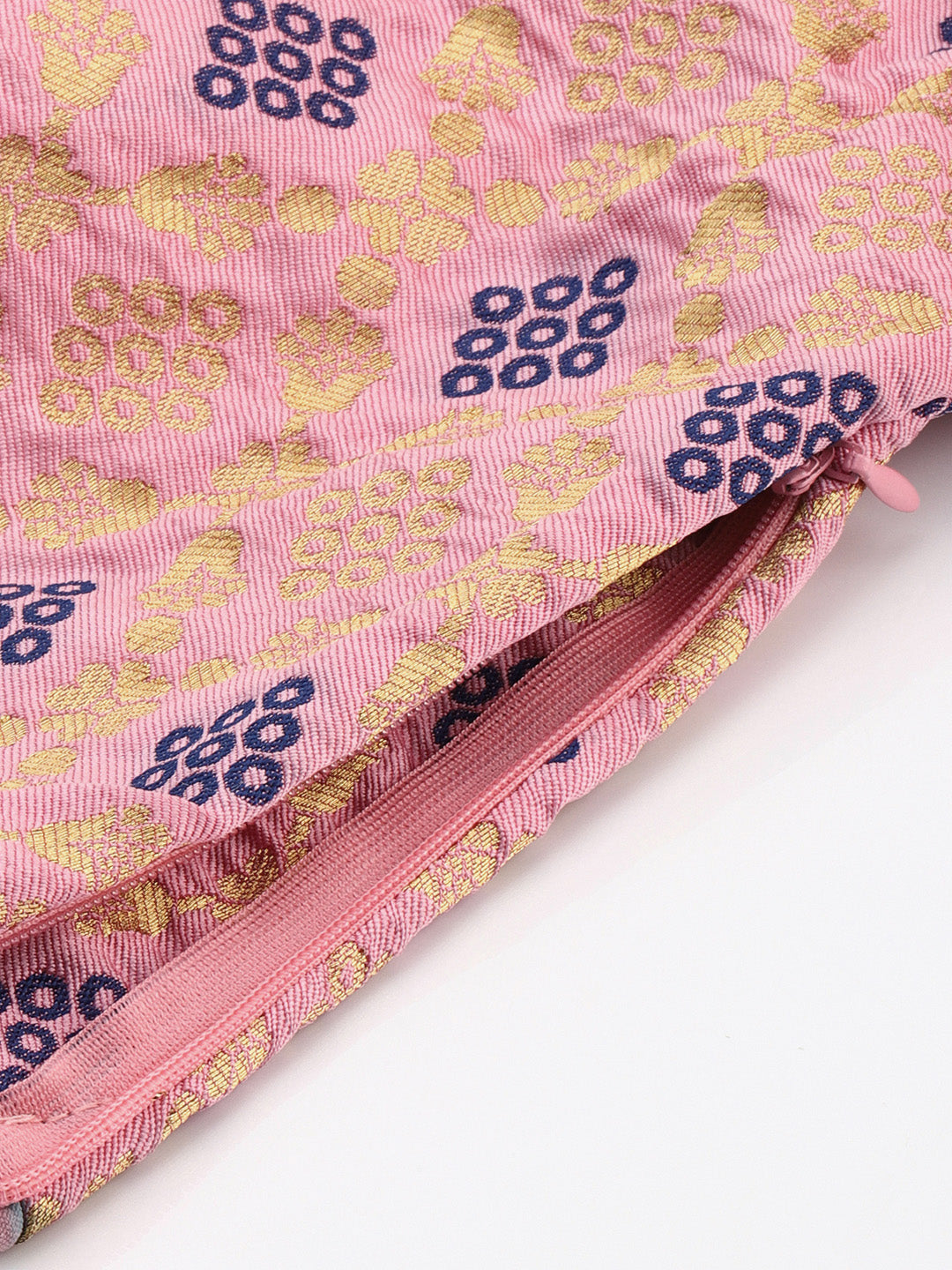 Mimosa Women Pink & Blue Woven Design Readymade Saree Blouse