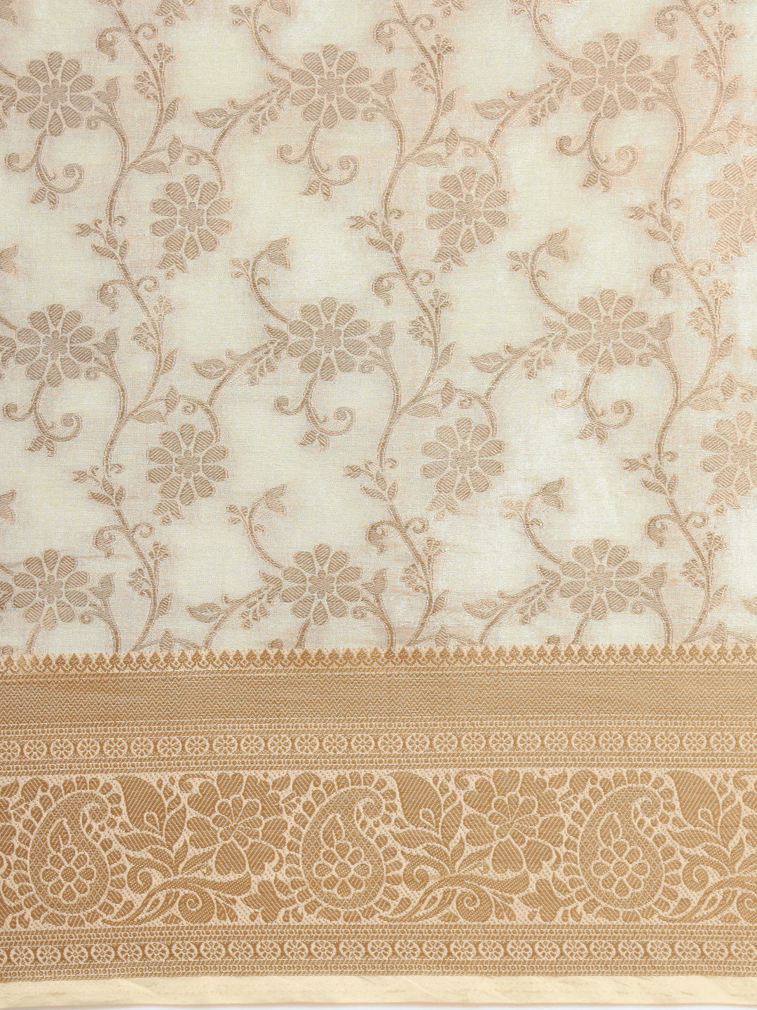 Mimosa Womens Art Silk Saree Kasavu Cream Color