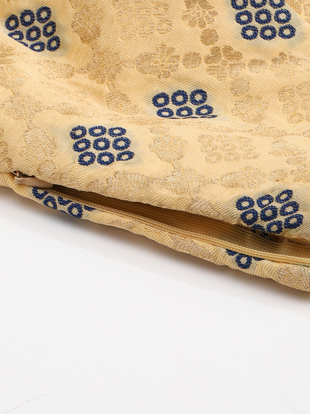 Mimosa Women Beige & Blue Woven Design Readymade Saree Blouse