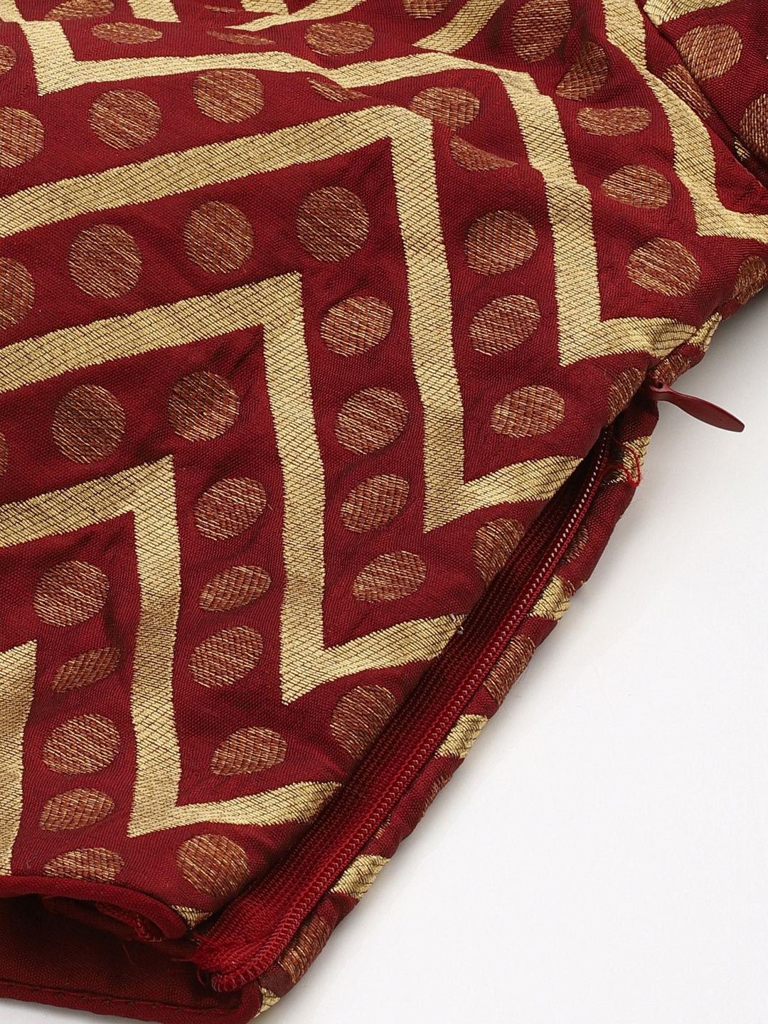 Mimosa Women Maroon & Golden Woven Design Readymade Saree Blouse