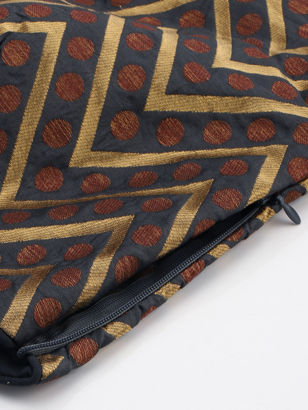 Mimosa Women Charcoal Grey & Golden Woven Design Readymade Saree Blouse