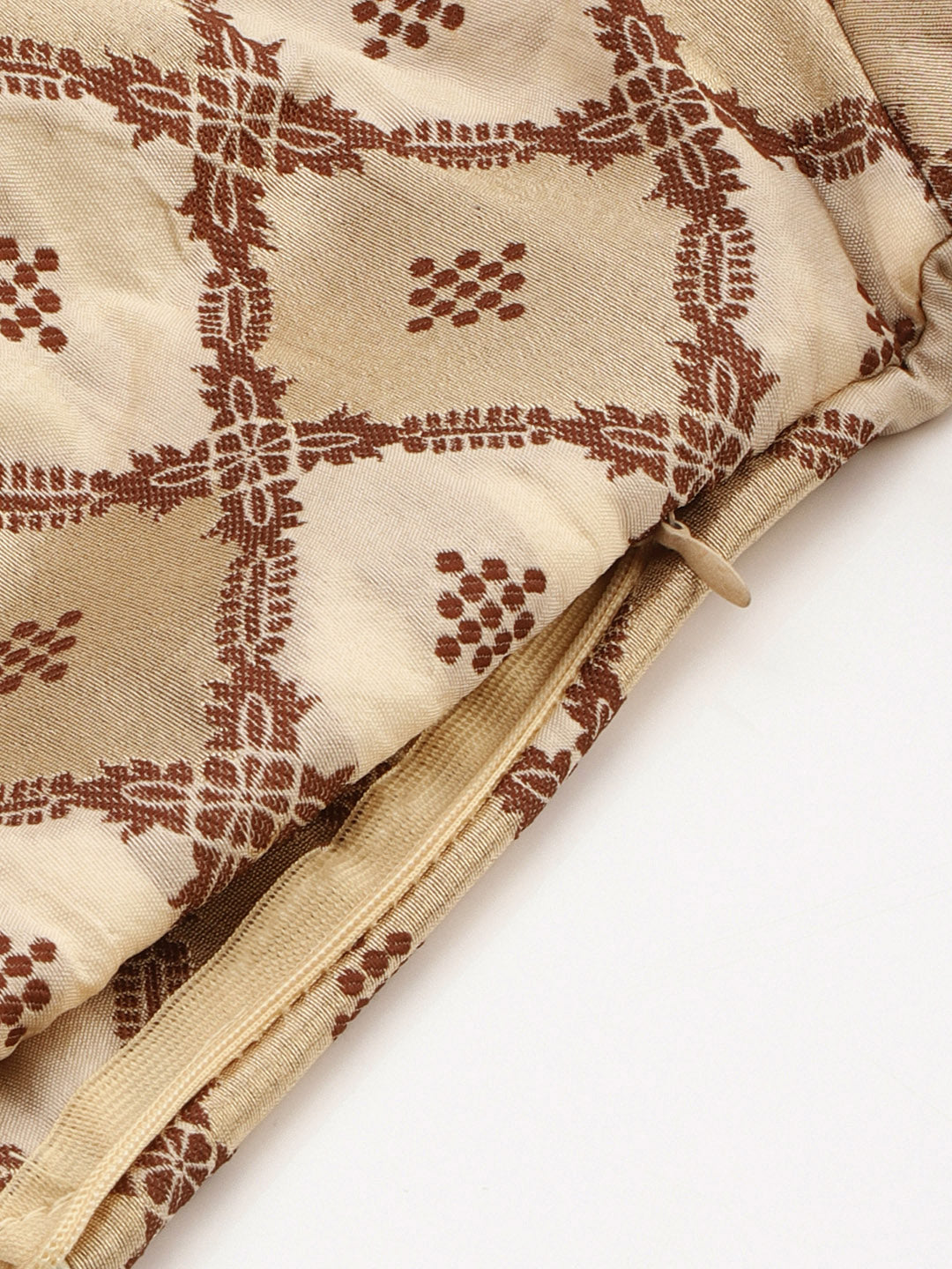 Mimosa Women Beige & Brown Woven Design Readymade Saree Blouse