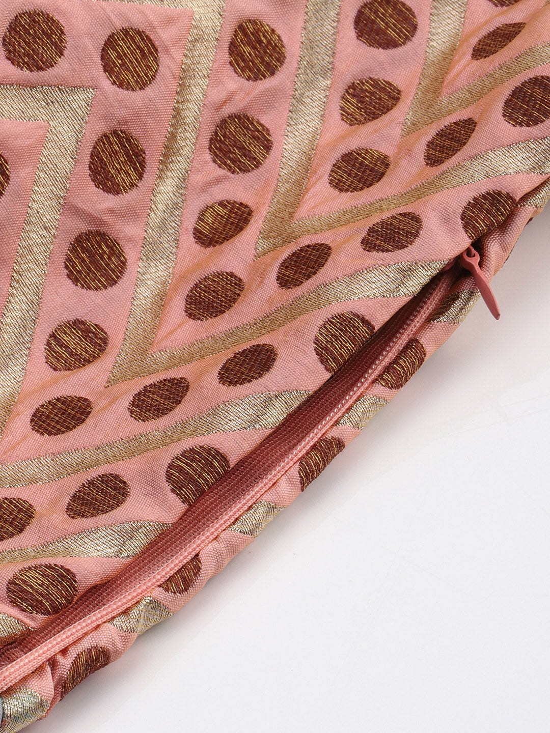 Mimosa Women Pink & Brown Woven Design Readymade Saree Blouse