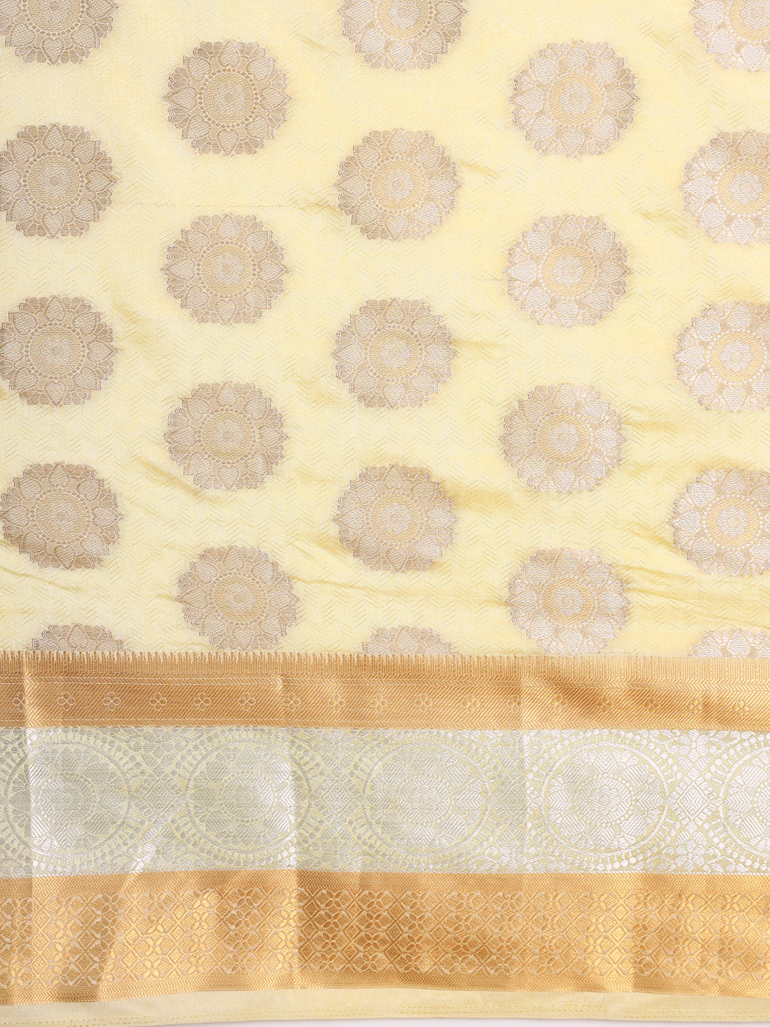 Mimosa Womens Art Silk Saree Kasavu Cream Color
