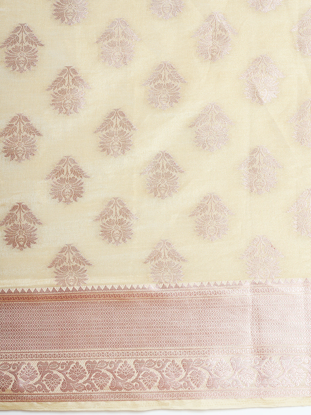 Mimosa Womens Art Silk Saree Kasavu Cream Color