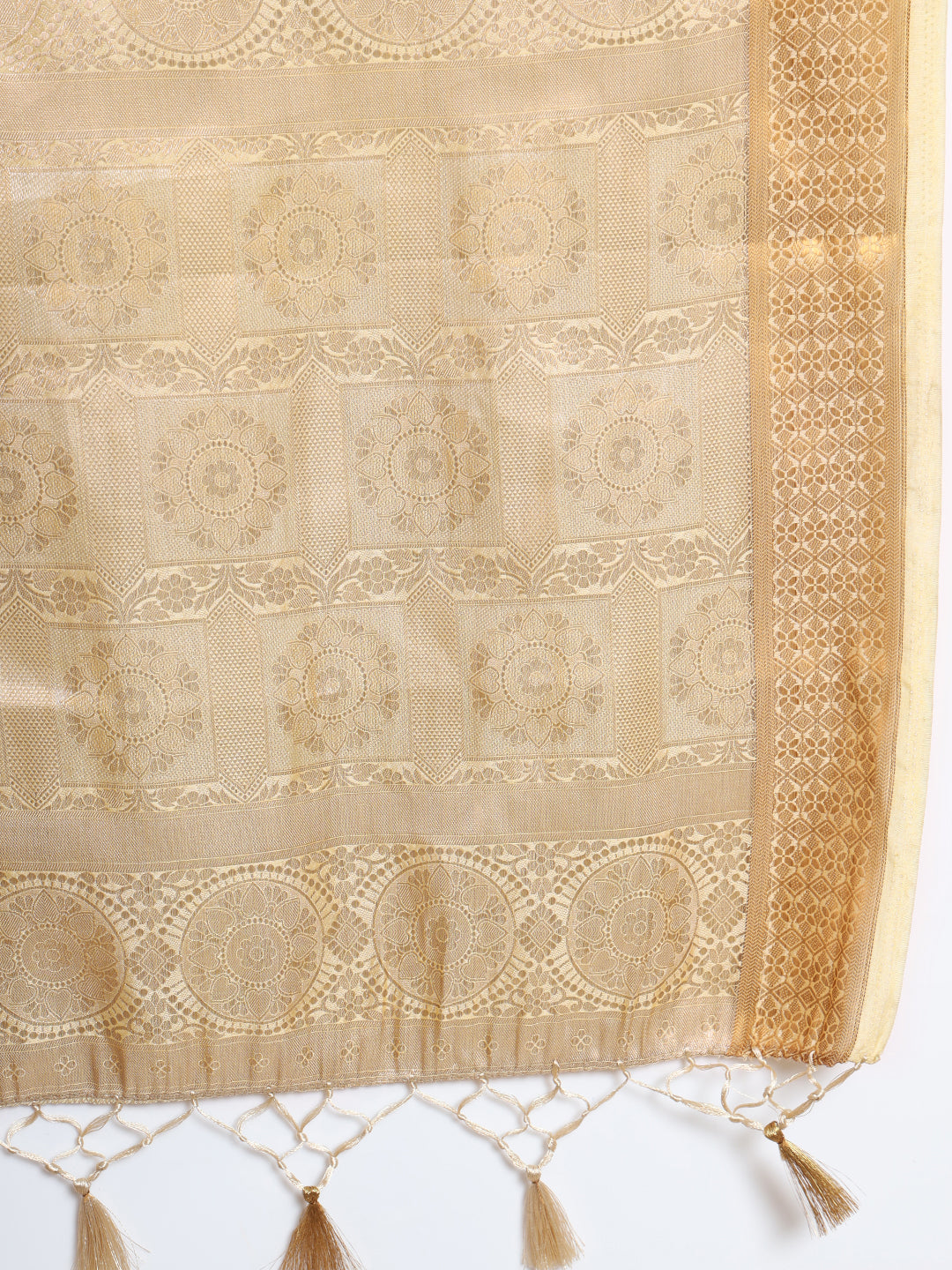 Mimosa Womens Art Silk Saree Kasavu Cream Color