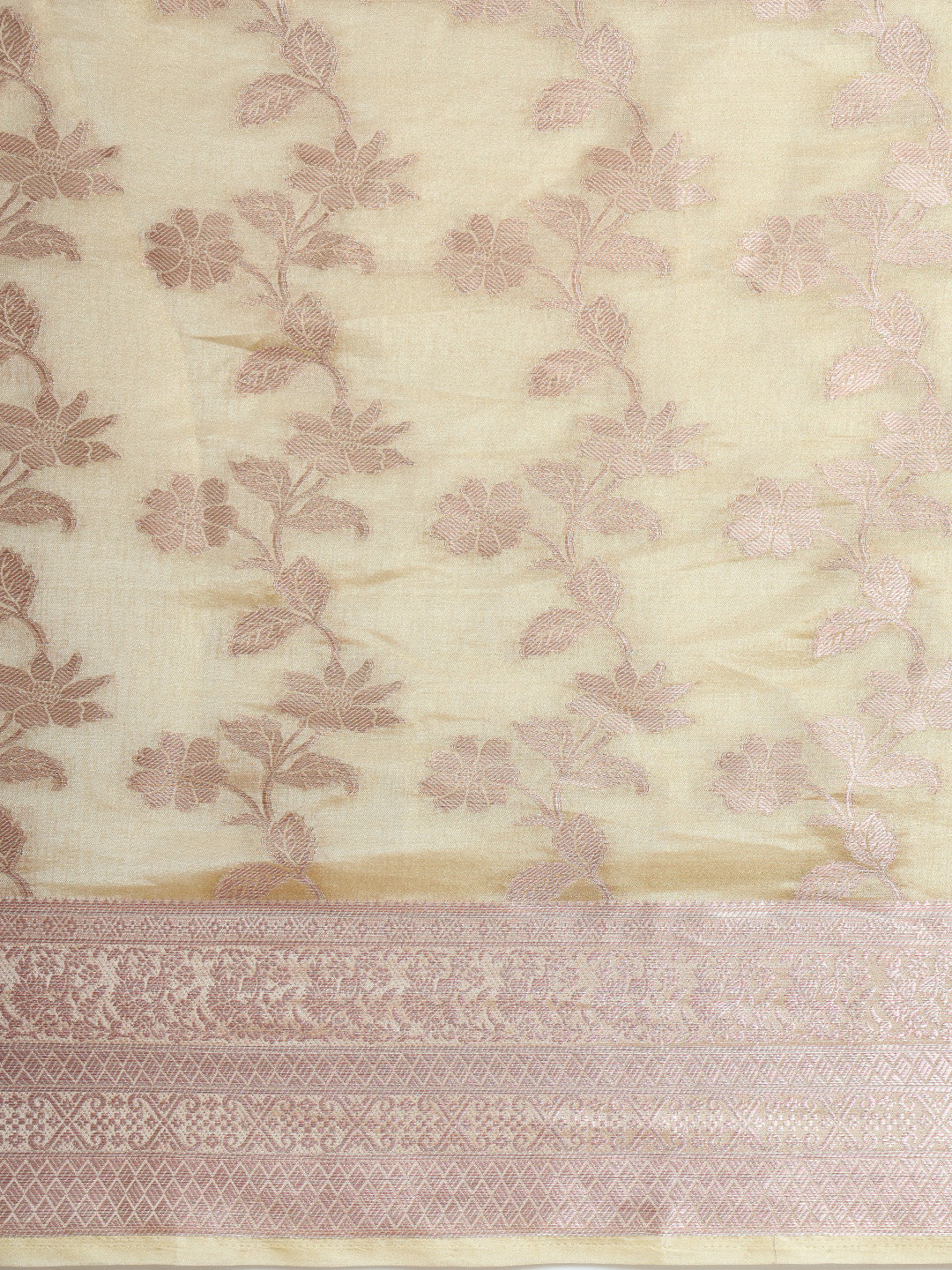 Mimosa Womens Art Silk Saree Kasavu Cream Color