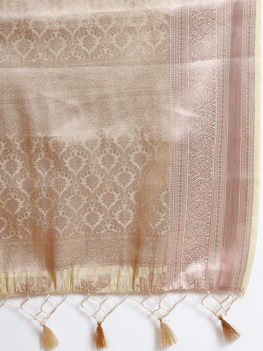 Mimosa Womens Art Silk Saree Kasavu Cream Color