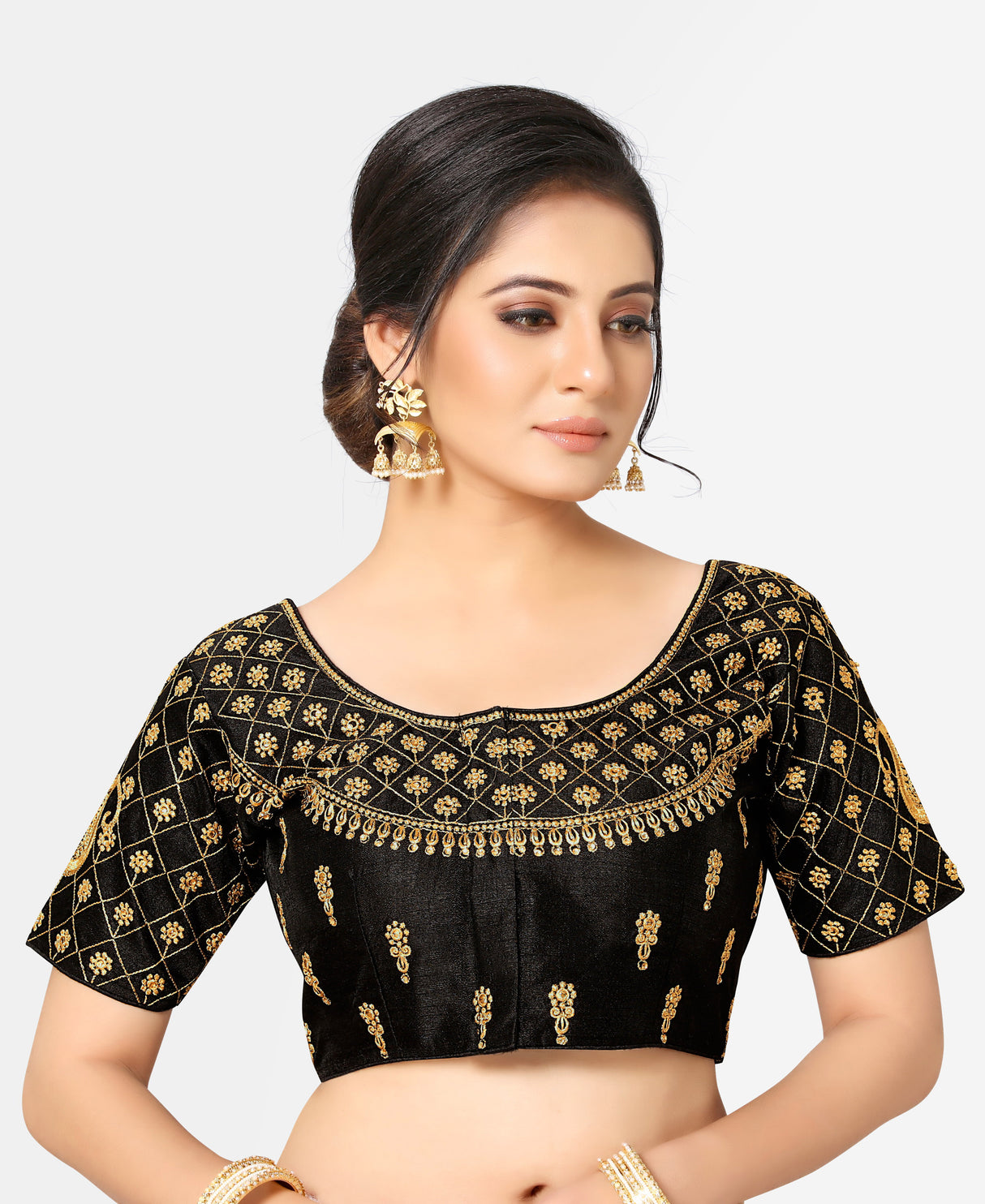 MIMOSA Semi Stitched Raw Silk Blouse Embroidery Work