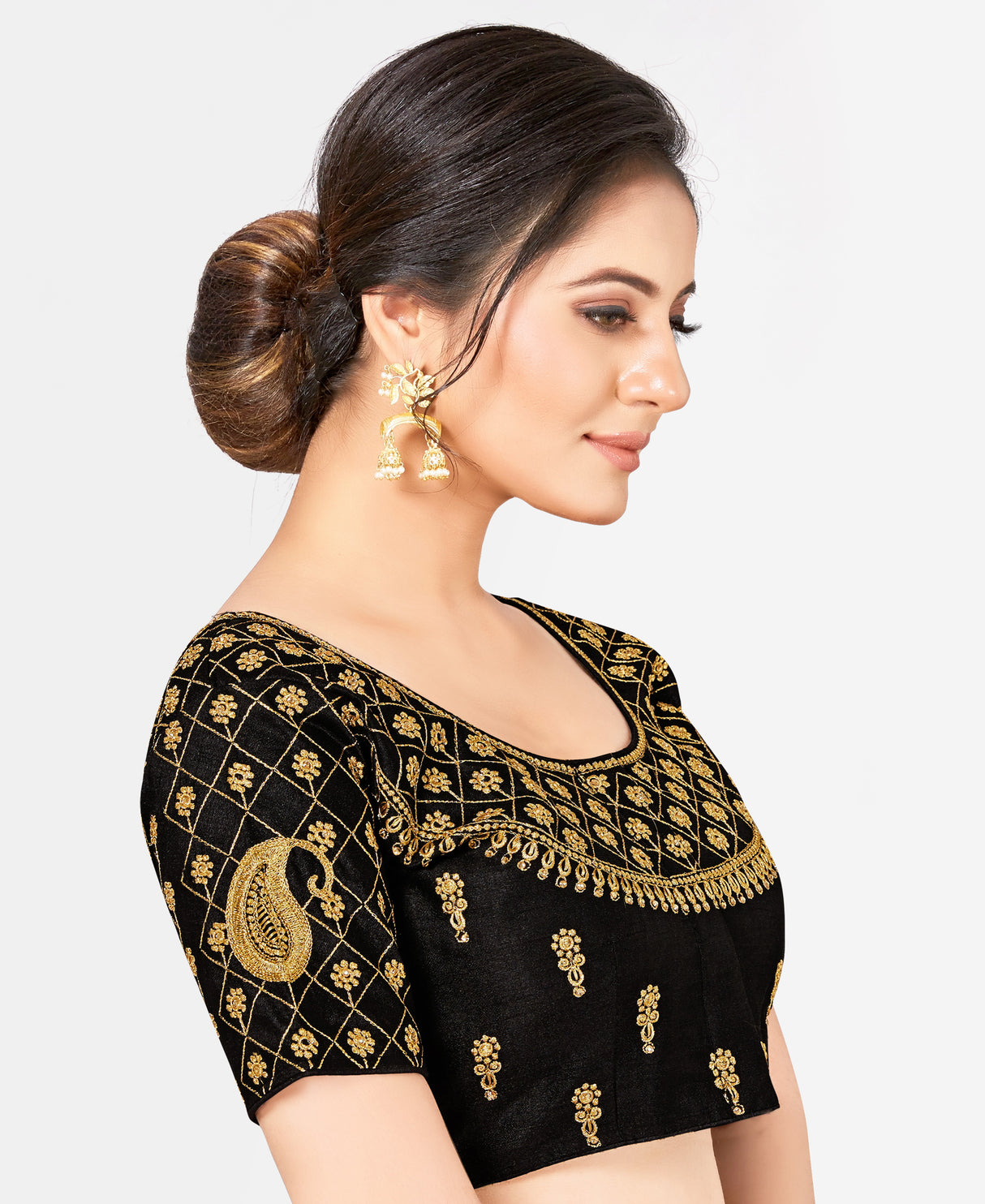 MIMOSA Semi Stitched Raw Silk Blouse Embroidery Work