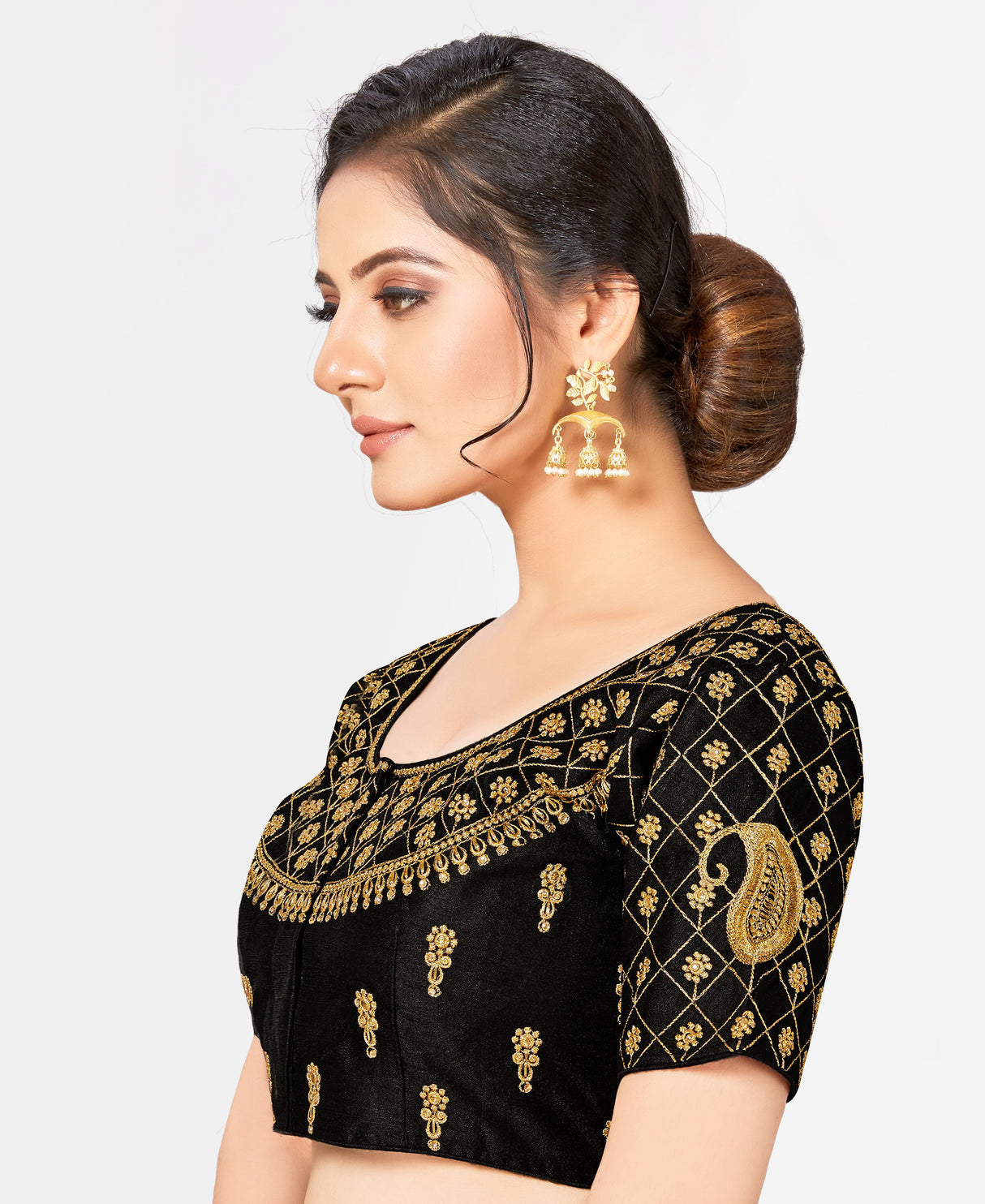 MIMOSA Semi Stitched Raw Silk Blouse Embroidery Work