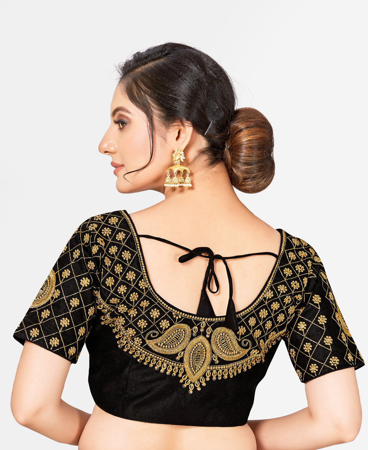 MIMOSA Semi Stitched Raw Silk Blouse Embroidery Work