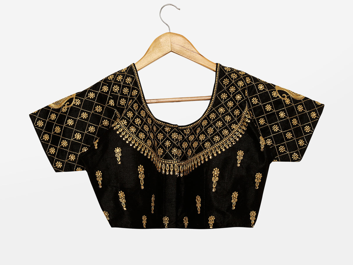 MIMOSA Semi Stitched Raw Silk Blouse Embroidery Work
