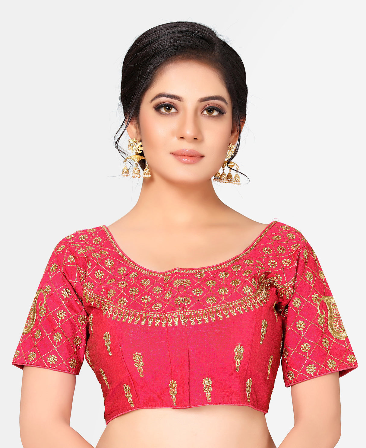 MIMOSA Semi Stitched Raw Silk Blouse Embroidery Work