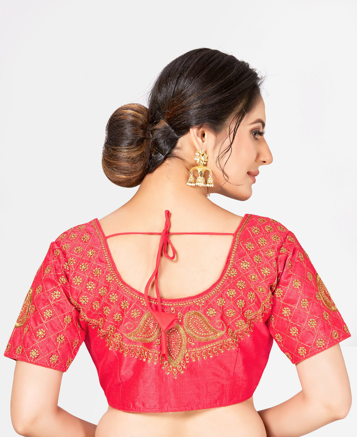 MIMOSA Semi Stitched Raw Silk Blouse Embroidery Work