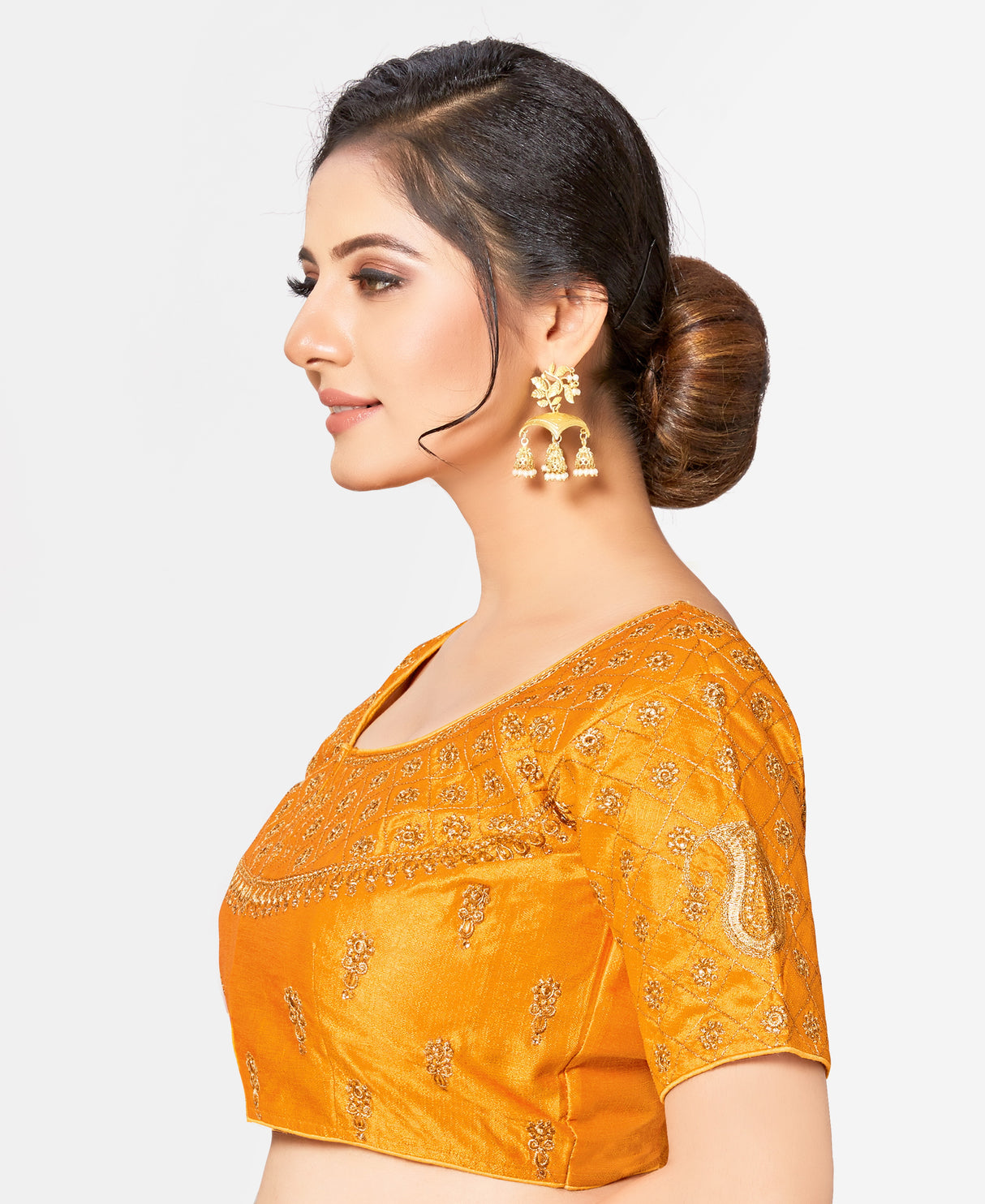 MIMOSA Semi Stitched Raw Silk Blouse Embroidery Work