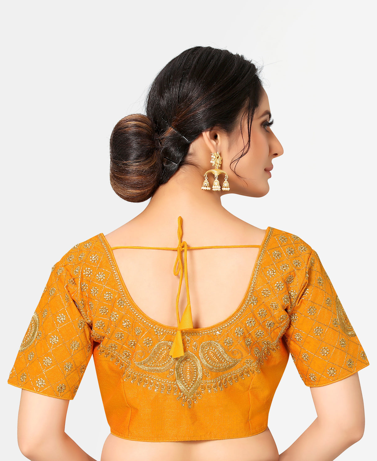 MIMOSA Semi Stitched Raw Silk Blouse Embroidery Work