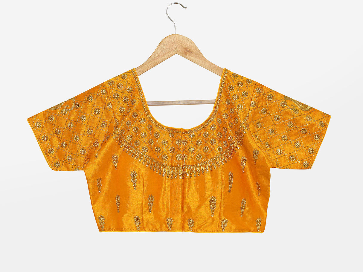 MIMOSA Semi Stitched Raw Silk Blouse Embroidery Work