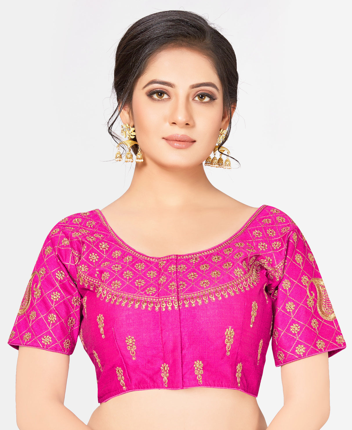 MIMOSA Semi Stitched Raw Silk Blouse Embroidery Work