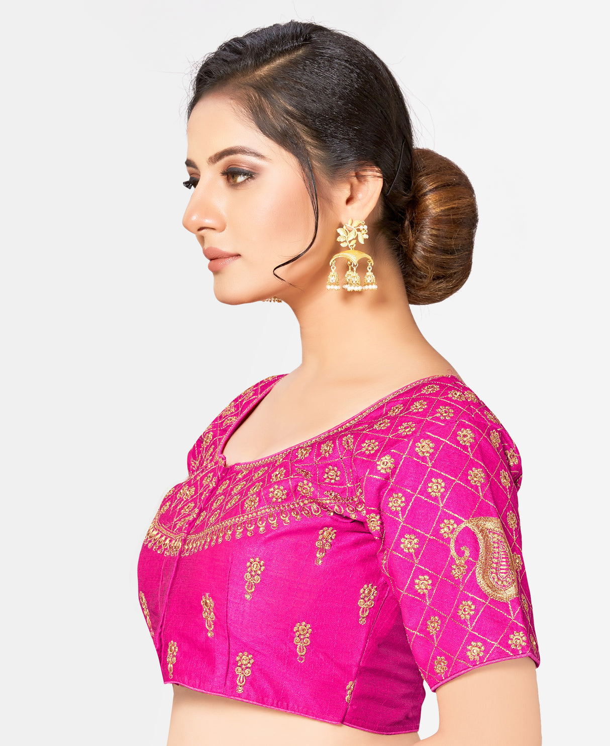 MIMOSA Semi Stitched Raw Silk Blouse Embroidery Work