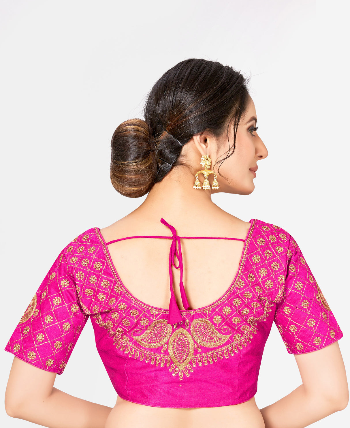 MIMOSA Semi Stitched Raw Silk Blouse Embroidery Work