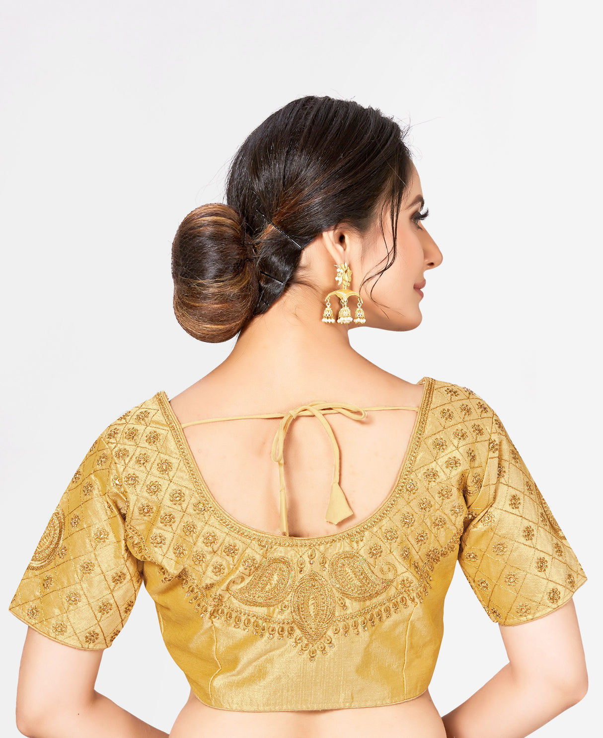 MIMOSA Semi Stitched Raw Silk Blouse Embroidery Work