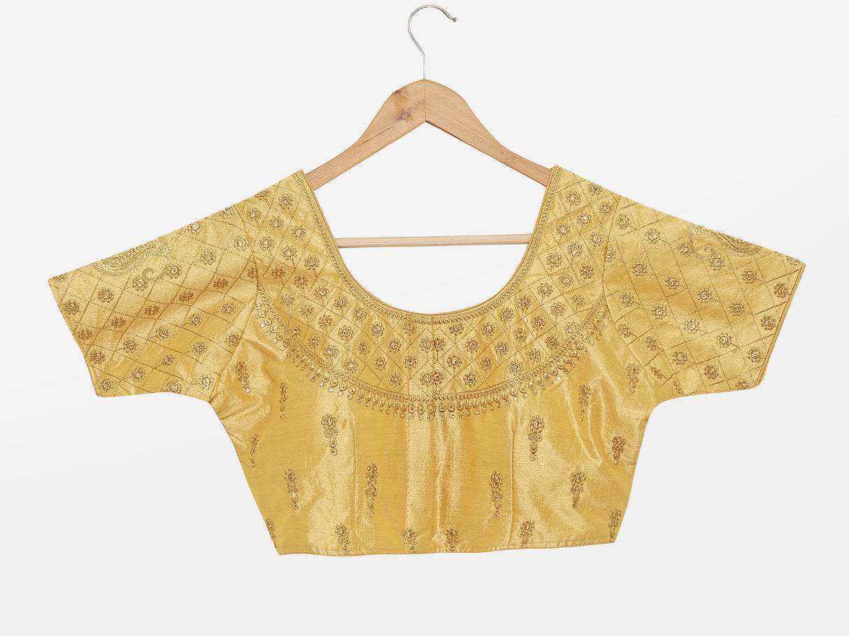 MIMOSA Semi Stitched Raw Silk Blouse Embroidery Work