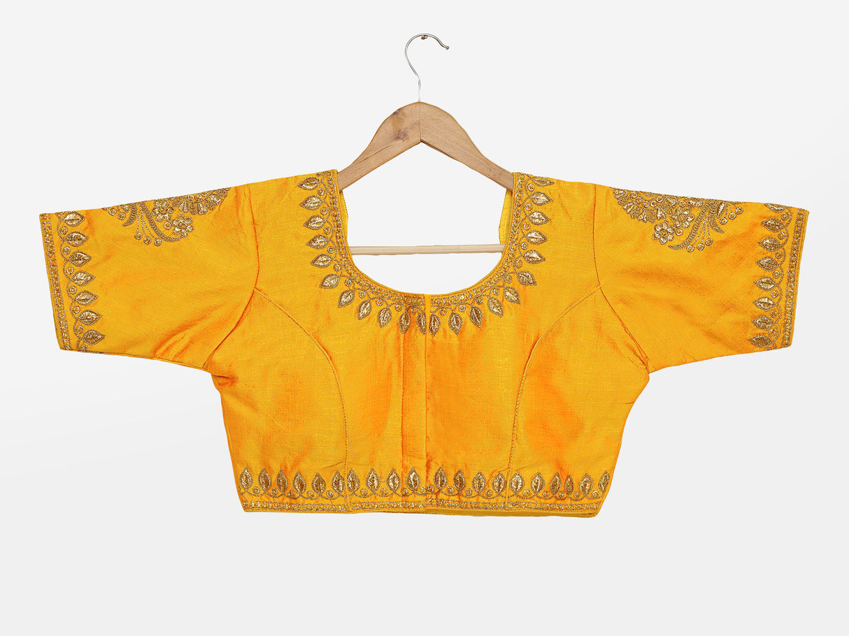 MIMOSA Semi Stitched Raw Silk Blouse Embroidery Work