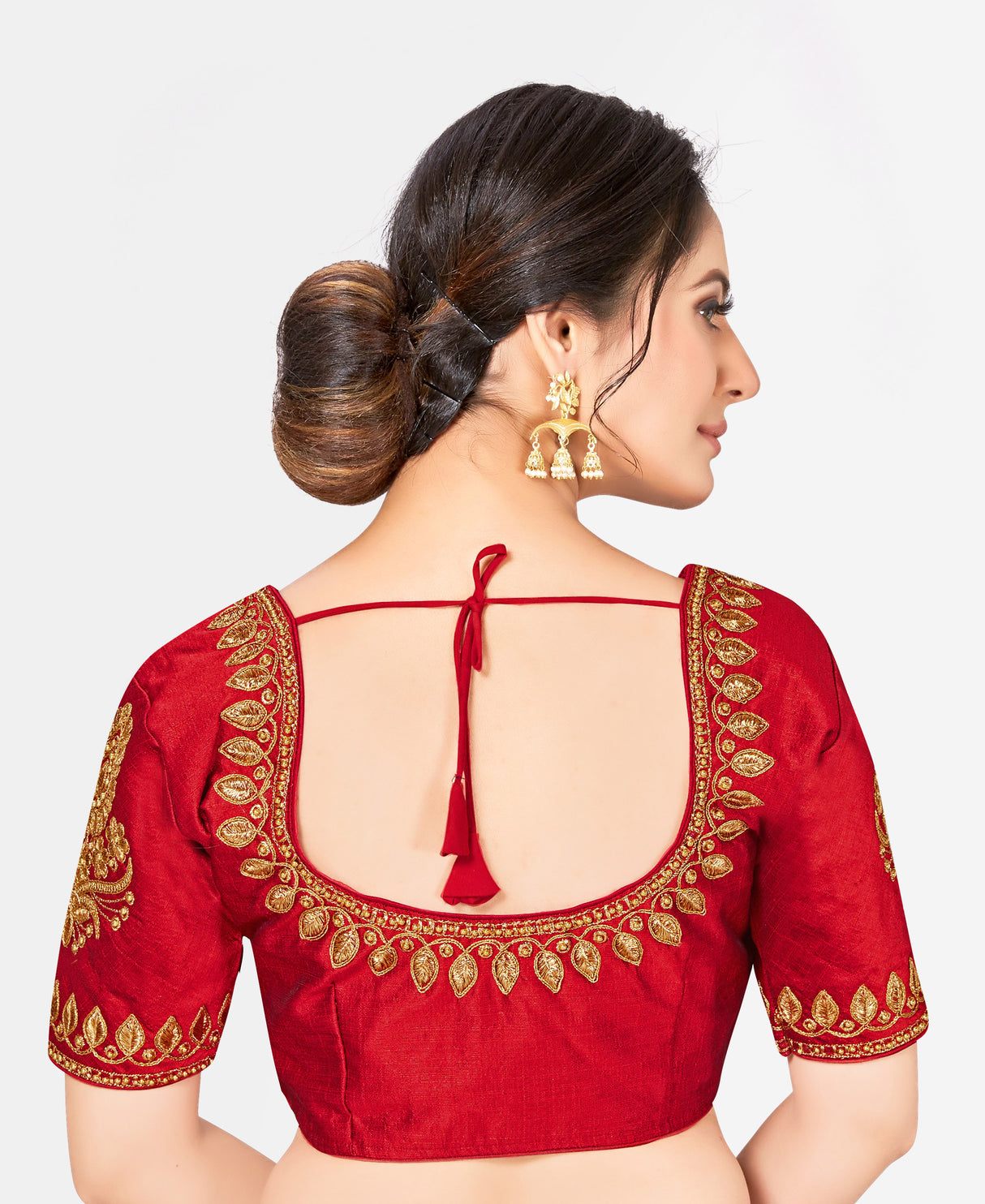 MIMOSA Semi Stitched Raw Silk Blouse Embroidery Work