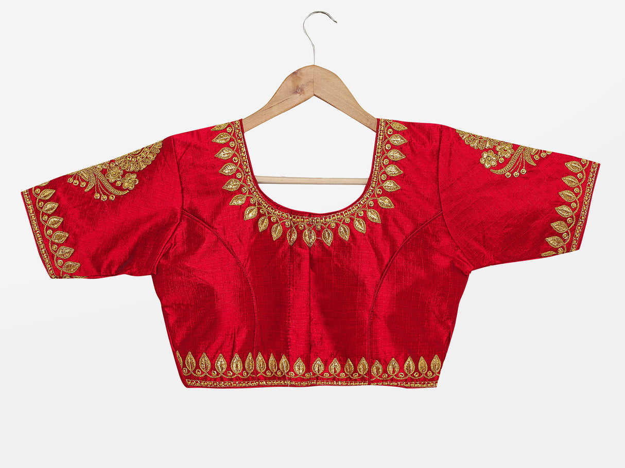 MIMOSA Semi Stitched Raw Silk Blouse Embroidery Work