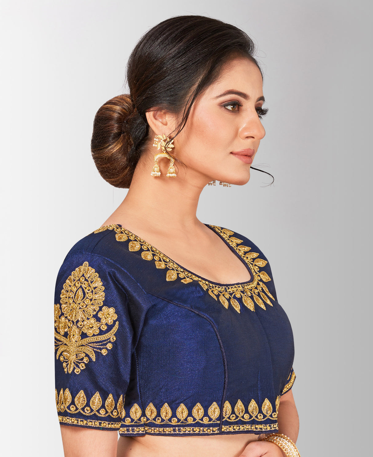 MIMOSA Semi Stitched Raw Silk Blouse Embroidery Work