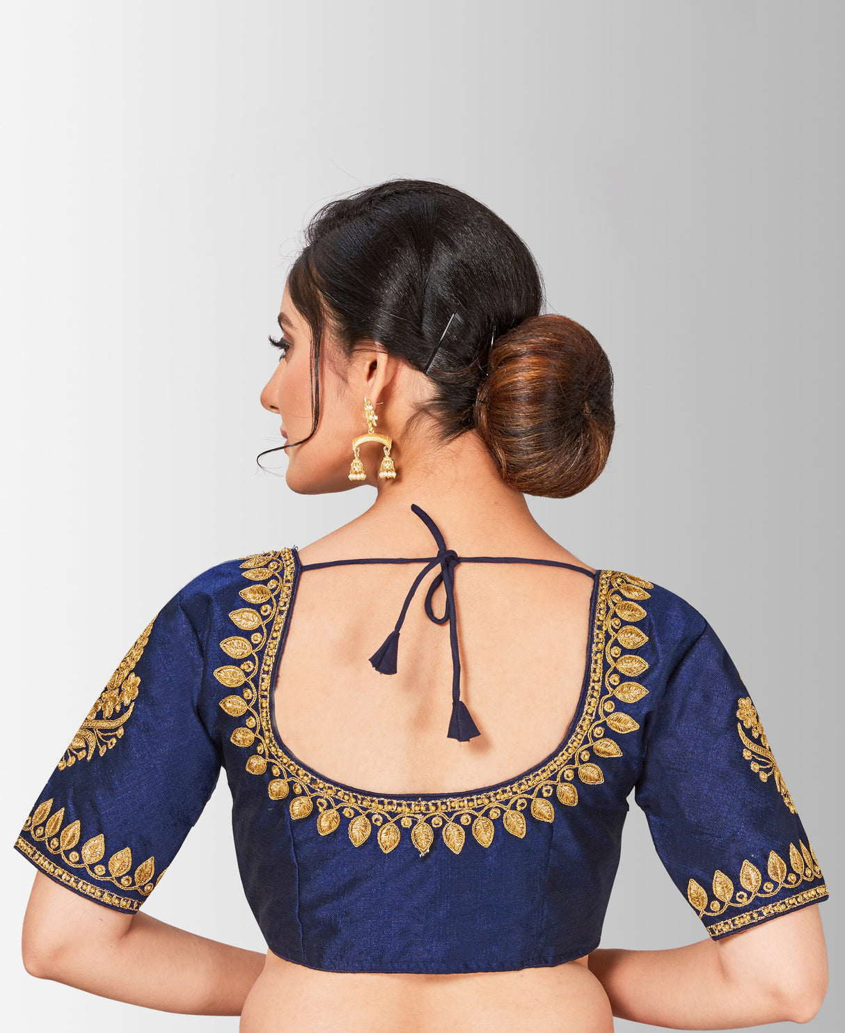 MIMOSA Semi Stitched Raw Silk Blouse Embroidery Work