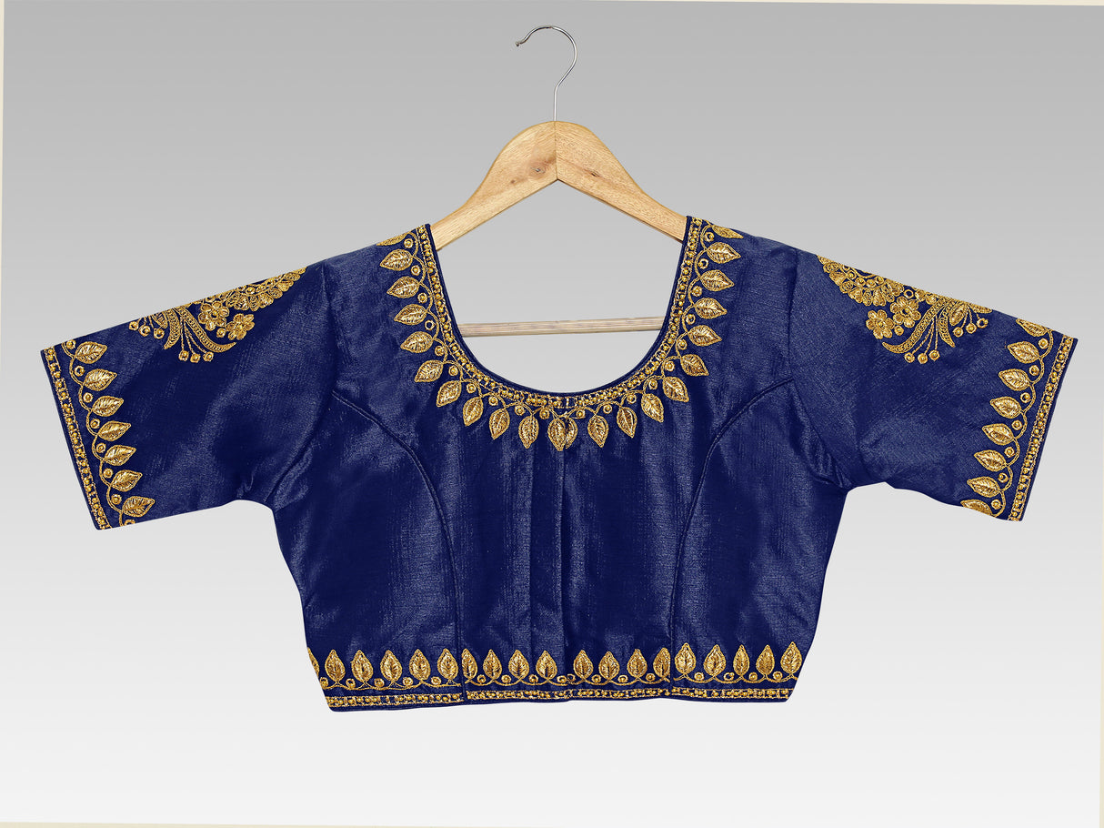 MIMOSA Semi Stitched Raw Silk Blouse Embroidery Work