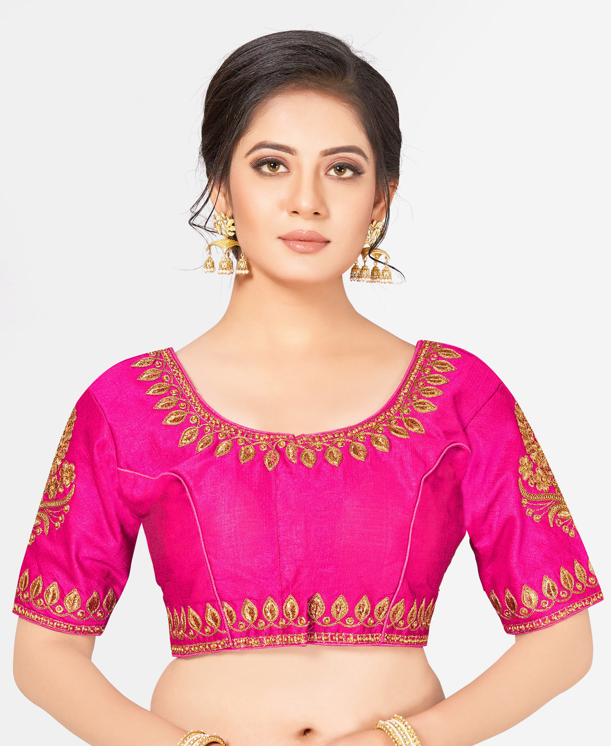 MIMOSA Semi Stitched Raw Silk Blouse Embroidery Work