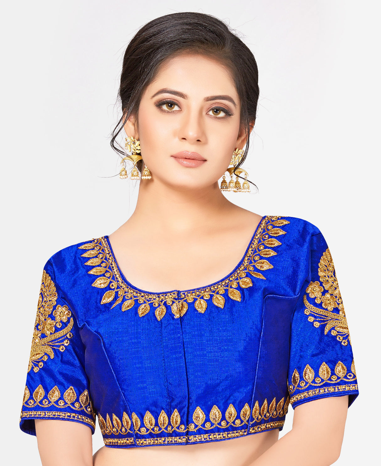 MIMOSA Semi Stitched Raw Silk Blouse Embroidery Work