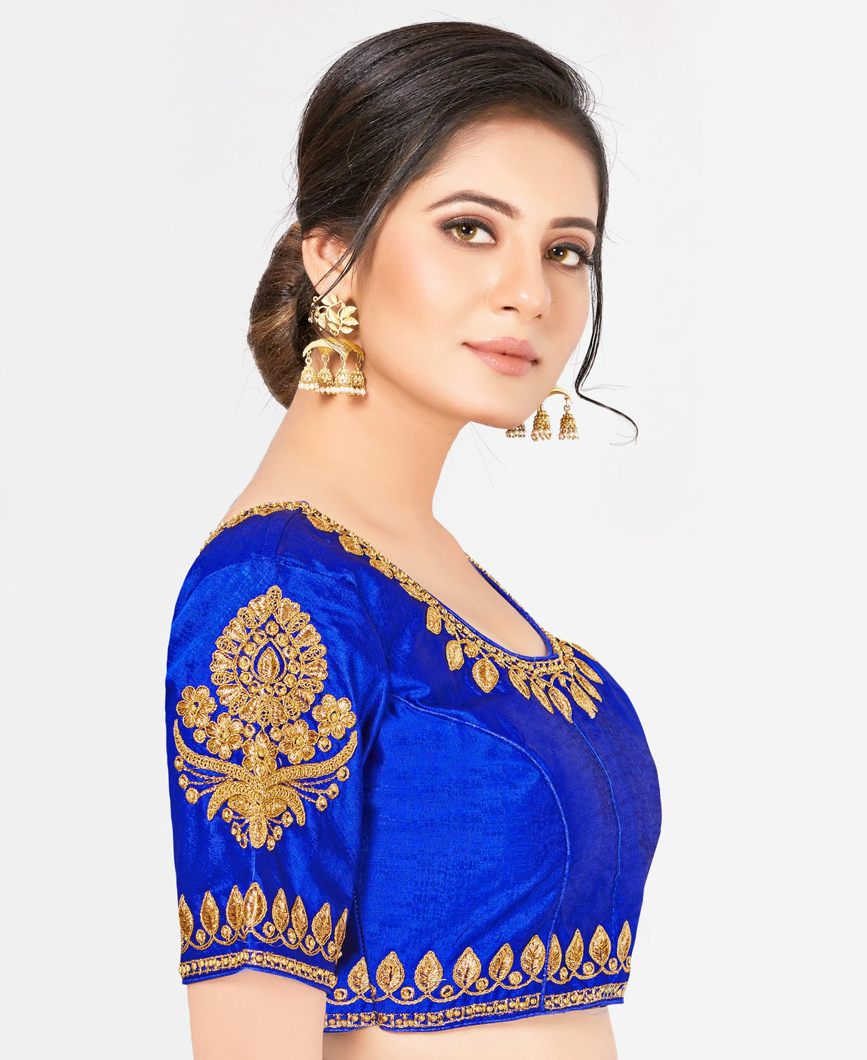 MIMOSA Semi Stitched Raw Silk Blouse Embroidery Work