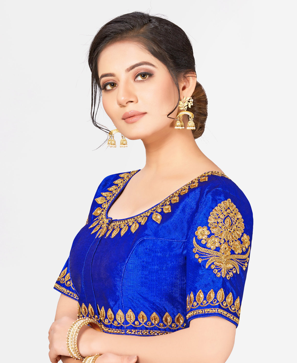 MIMOSA Semi Stitched Raw Silk Blouse Embroidery Work