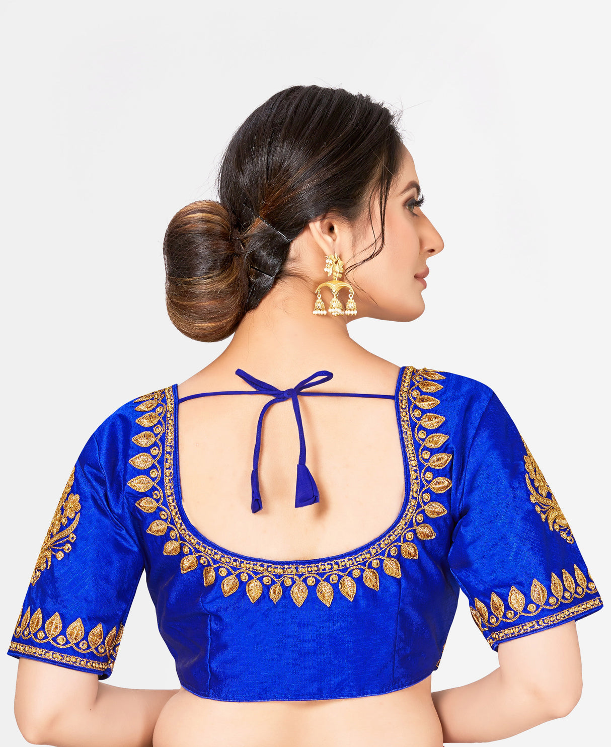 MIMOSA Semi Stitched Raw Silk Blouse Embroidery Work