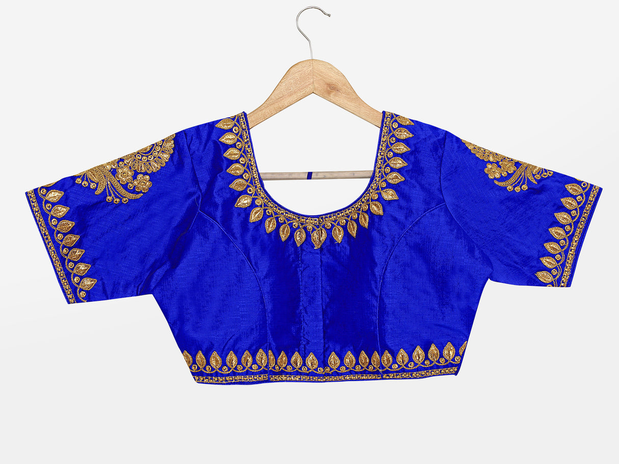 MIMOSA Semi Stitched Raw Silk Blouse Embroidery Work