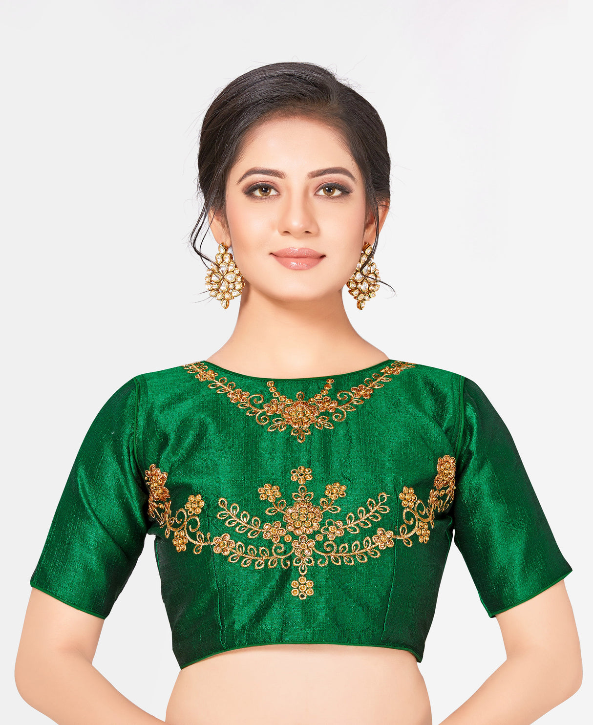 MIMOSA Semi Stitched Raw Silk Blouse Embroidery Work