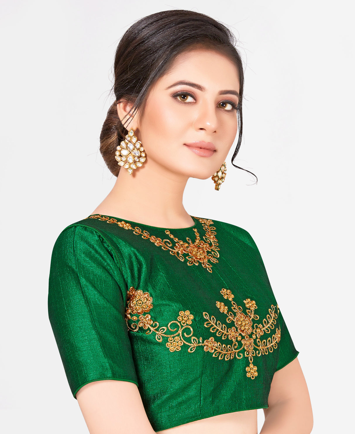 MIMOSA Semi Stitched Raw Silk Blouse Embroidery Work