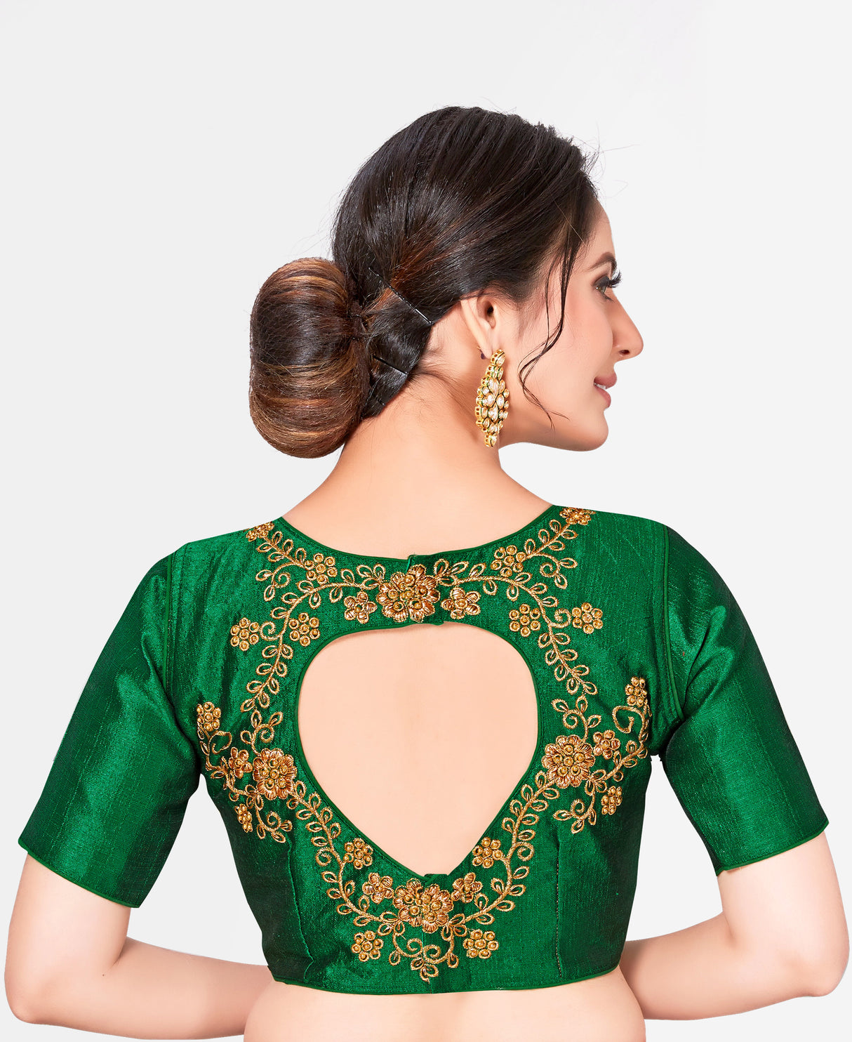 MIMOSA Semi Stitched Raw Silk Blouse Embroidery Work