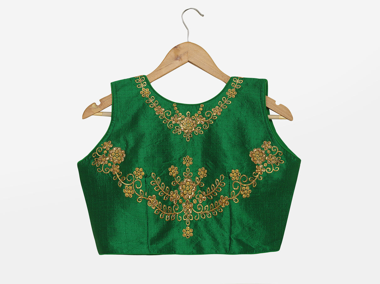 MIMOSA Semi Stitched Raw Silk Blouse Embroidery Work