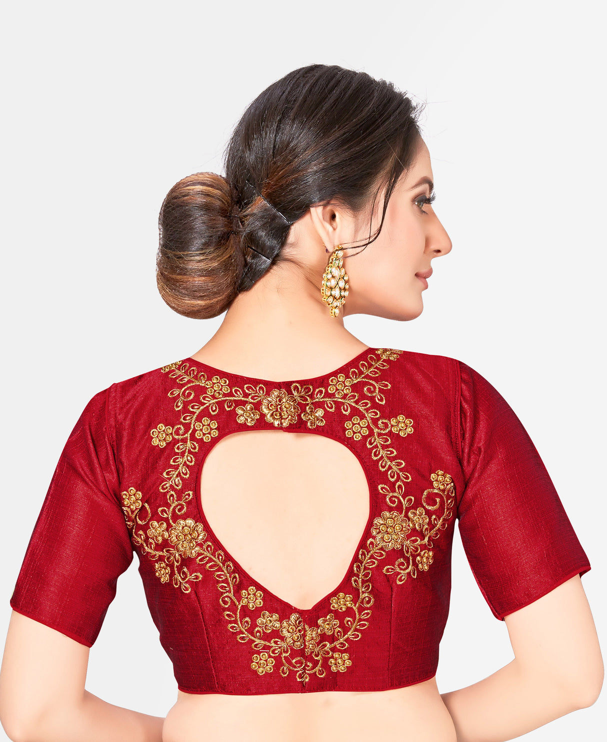 MIMOSA Semi Stitched Raw Silk Blouse Embroidery Work