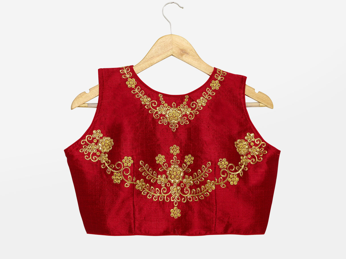 MIMOSA Semi Stitched Raw Silk Blouse Embroidery Work