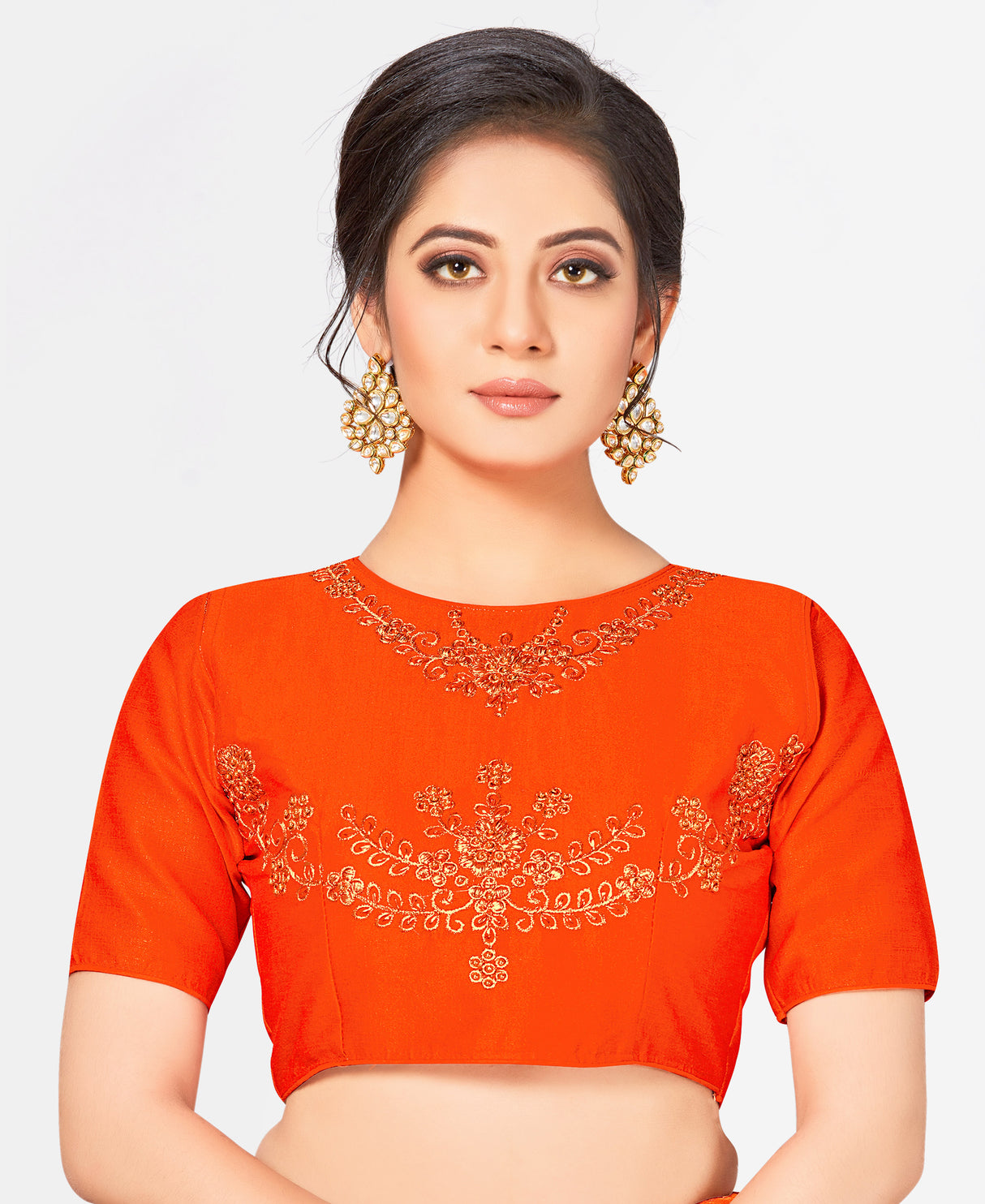 MIMOSA Semi Stitched Raw Silk Blouse Embroidery Work