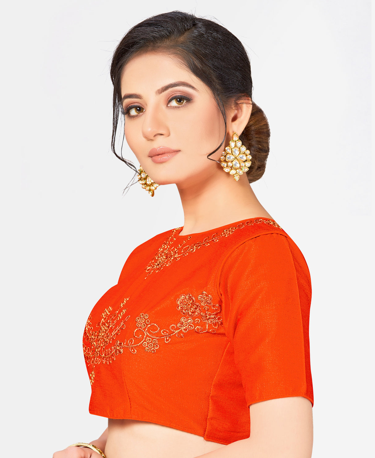 MIMOSA Semi Stitched Raw Silk Blouse Embroidery Work