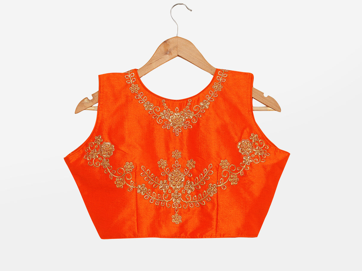 MIMOSA Semi Stitched Raw Silk Blouse Embroidery Work